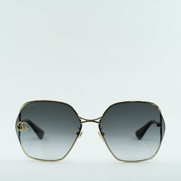 Gucci GG0818SA 005 Sunglasses Gold Geometric Frame, Grey Lenses main image 10